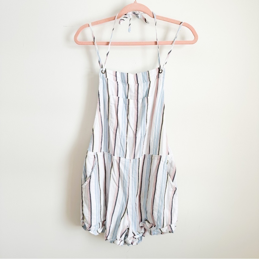Ocean Drive Striped Lightweight Beach Overall Romper sz Medium